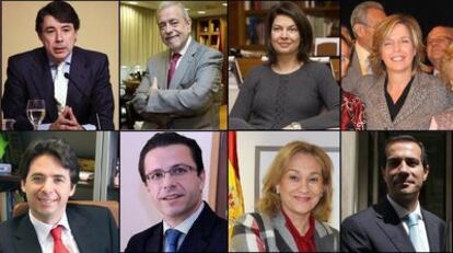 Los ocho consejeros del nuevo Gobierno de Aguirre.