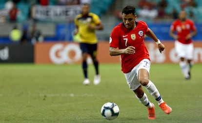 Alexis Sánchez, en el partido de Chile ante Ecuador. 