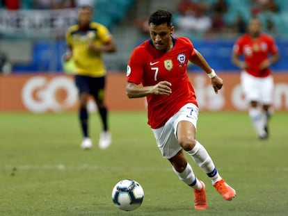 Alexis Sánchez, en el partido de Chile ante Ecuador. 