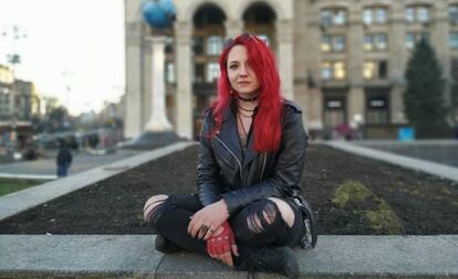 Anna-Sophia Puzanova, estudiante de Filología de 17 años, en la plaza de la Independencia de Kiev.