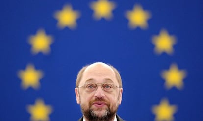 El presidente del Parlamento, Martin Schulz, durante un debate en la Cámara, el pasado 17 de abril.