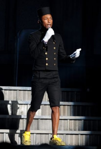 Pharrell Williams durante la entrega de los premios Grammy.