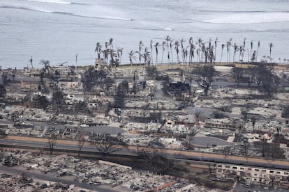  An aerial view of the town of Lahaina, on August 10, 2023.