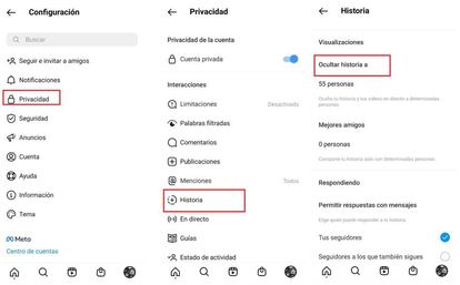 Pasos para ocultar Stories en Instagram