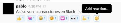 Sistema de reacciones de la aplicación de mensajería Slack.