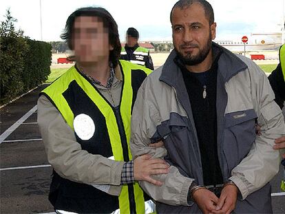 Rabei Osman el Sayed, <i>El Egipcio</i>, a su llegada al aeropuerto de Torrejón, en Madrid.