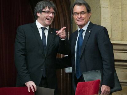 Puigdemont i Mas al Parlament, el passat 10 d'octubre.