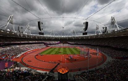 El estadio olímpico de Londres, durante una prueba.