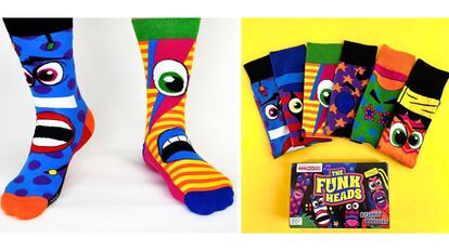 A pack of six fun socks with different and original designs.