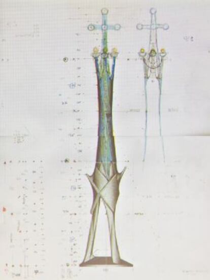 Il·lustració del projecte de monument a Torres i Bages que s'aixecarà al costat de la façana de la Passió de la Sagrada Família.