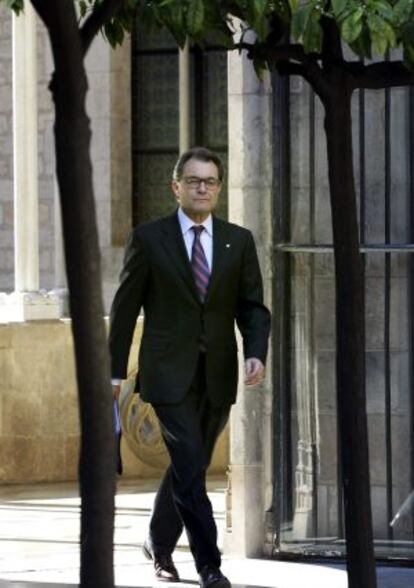 El presidente de la Generalitat, Artur Mas, a su llegada a la reunión semanal del Gobierno catalán.
