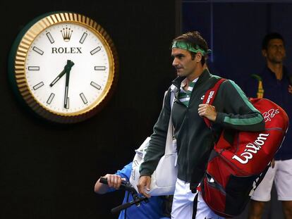 Federer y Djokovic, antes de la semifinal de Australia.