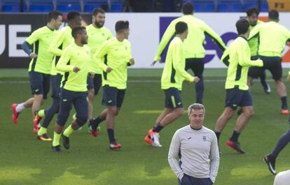 Escribá en el entrenamiento del Villarreal.