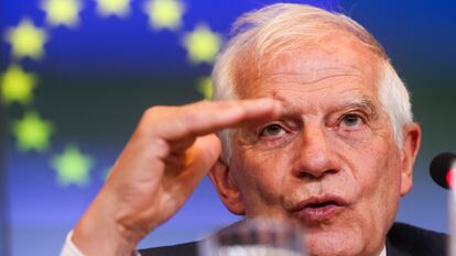 El alto representante de la UE para política Exterior, Josep Borrell, durante la reunión celebrada este lunes en Luxemburgo.