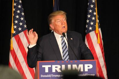 Donald Trump durante su campaña electoral en Iowa.