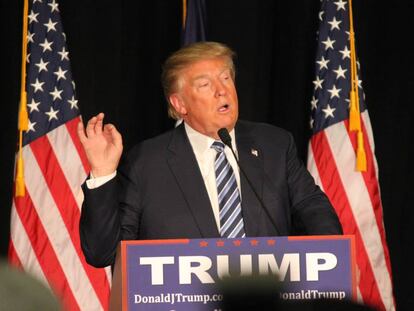 Donald Trump durante su campa&ntilde;a electoral en Iowa.