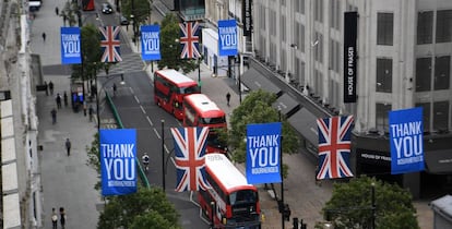 Imagne de Oxford Street, en Londres, durante la epidemia de Covid-19.