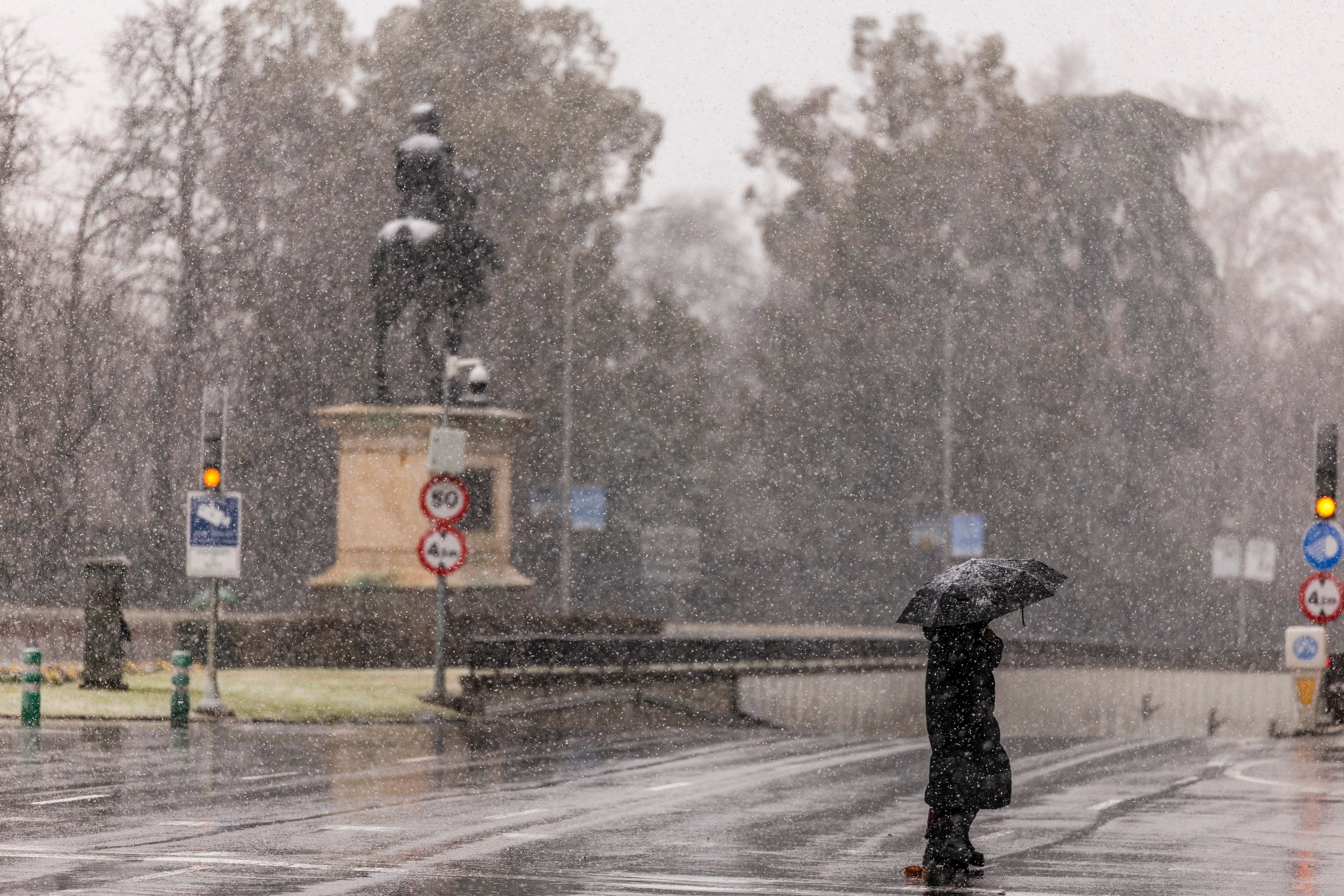 Nevada en el centro de Madrid, este miércoles.