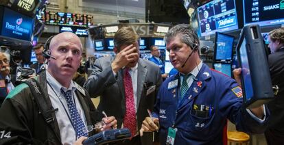 ‘Traders’ en la Bolsa de Nueva York.