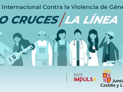 Cartel promocional de la campaña 'No cruces la línea' para concienciar a las empresas sobre los protocolos de prevención contra el acoso sexual.