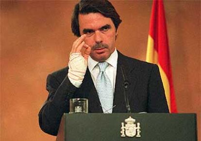 El presidente del Gobierno, José María Aznar, ayer en La Moncloa.