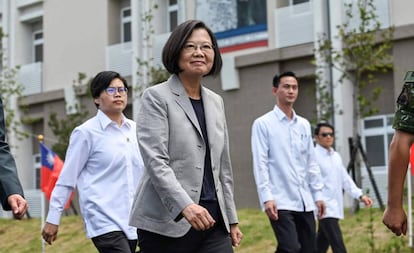 La presidenta taiwanesa, Tsai Ing-wen, en una base militar en Hsinchu, al norte del país, la semana pasada.
