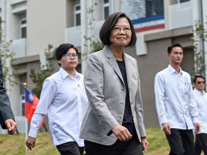 La presidenta taiwanesa, Tsai Ing-wen, en una base militar en Hsinchu, al norte del país, la semana pasada.