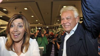 Susana D&iacute;az y Felipe Gonz&aacute;lez, en un acto en Granada el 22 de mayo