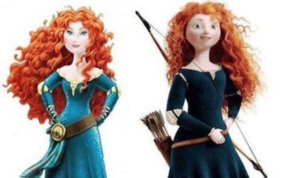 La imagen de Merida retocada (izquierda), imagen real en la pel&iacute;cula.