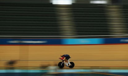 Wiggins, el martes, durante uno de sus últimos entrenamientos.