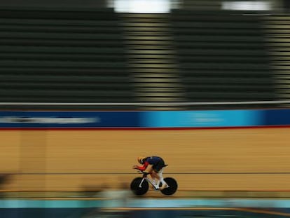 Wiggins, el martes, durante uno de sus últimos entrenamientos.