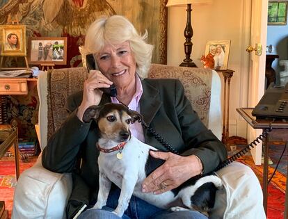 Camila de Cornualles, en una charla con Betty, una viuda de 90 años, el 24 de abril de 2020.