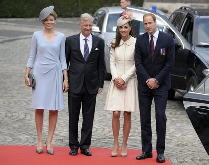 Matilde y Felipe de Bélgica posan con los duques de Cambridge, Guillermo y Catalina.