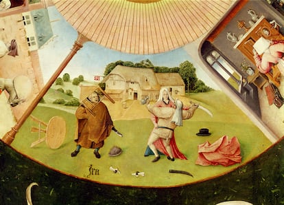 Detalle de la ira en la 'Mesa de los pecados capitales' (hacia 1480), del Bosco, que se encuentra en el Museo del Prado.