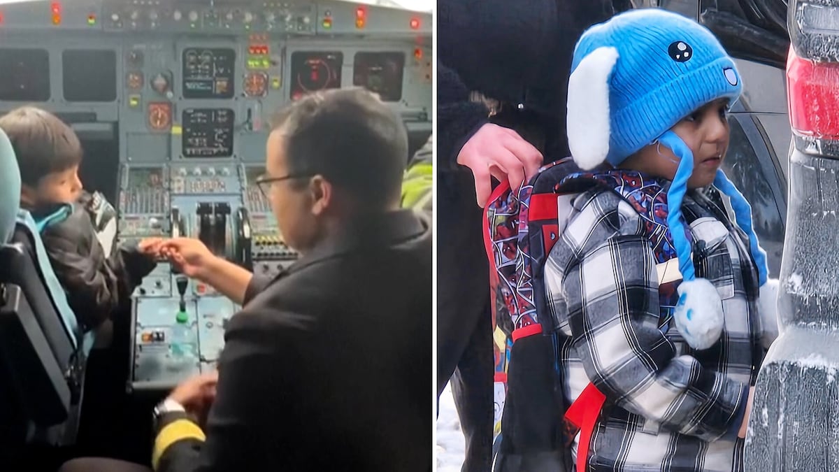 Liam Conejo, el niño de cinco años detenido por el ICE, se sienta con el piloto durante el vuelo de vuelta a Minneapolis tras ser liberado