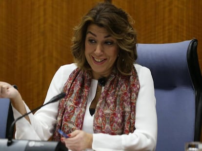 Susana Díaz, este miércoles en el Parlamento andaluz.