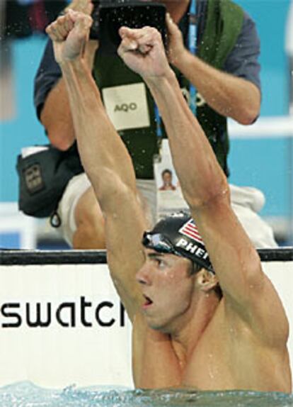 Phelps, tras ganar la carrera de 100 metros mariposa.