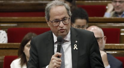 El presidente de la Generalitat, Quim Torra, en el Parlamento de Cataluña.