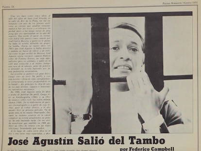 José Agustín en la revista Piedra Rodante, en agosto de 1971, una de las primeras entrevistas que dio al salir de la prisión de Lecumberri.