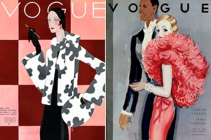  

	Eduardo García Benito (1891-1981) fue de los exponentes del art decó. Nacido en Valladolid, se mudó a París a completar sus estudios gracias a una beca. Además de portadas para revistas como Vogue o Vanity Fair, de Condé Nast, haría murales y retratos para la clase alta, entre ellos uno de Paul Poiret.

	 