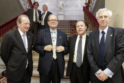 De izquierda a derecha, José Manuel Blecua, Pere Gimferrer, Javier Marías y José Manuel Sánchez Ron.