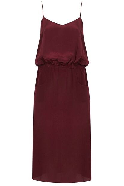 Vestido en tonos burdeos, de Topshop (104 euros).