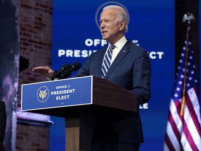 El presidente electo de EE UU, Joe Biden, en Wilmington, este martes.