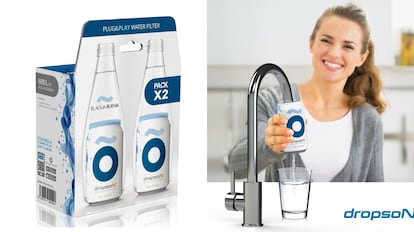 Este filtro de agua potable para casa pertenece a la firma Dropson y llena una jarra de 1 litro en solo un minuto.