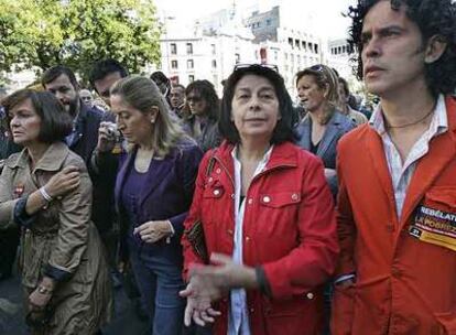 Carmen Calvo (PSOE), Ana Pastor (PP), Inés Sabanés (IU) y Pedro Zerolo (PSOE), todos los partidos representados en la marcha de Madrid.