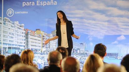 La atleta Ruth Beitia, en su presentación como candidata del PP de Cantabria, el 10 de enero. 