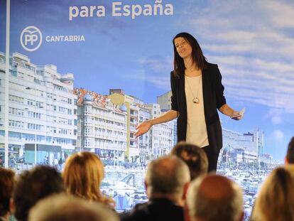 La atleta Ruth Beitia, en su presentación como candidata del PP de Cantabria, el 10 de enero. 