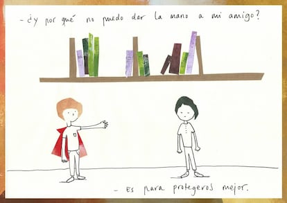 El distanciamiento social también se practica en la escuela.