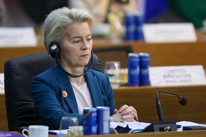 Ursula von der Leyen durante una sesin de trabajo en el marco de la Cumbre del G20 Ro de Janeiro, el 19 de noviembre de 2024.