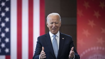 El presidente de EE UU, Joe Biden, durante su discurso en Filadelfia.